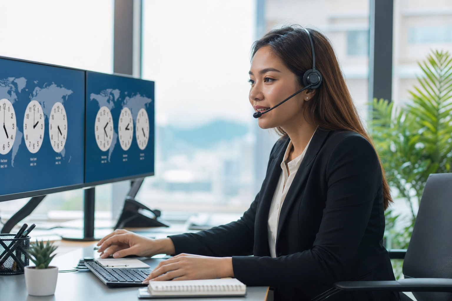 SalesPilot agent on a call in the Cebu office
